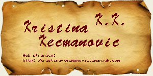Kristina Kecmanović vizit kartica